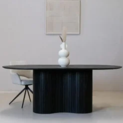 Eettafel Ovaal 200cm - Zwart - Hout - Eettafel Ava