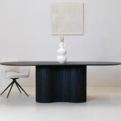 Eettafel Ovaal 240cm - Zwart - Hout - Eettafel Ava