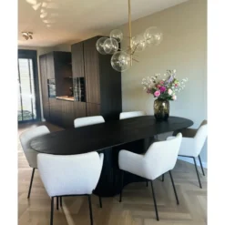 Eettafel Ovaal 240cm - Zwart - Hout - Eettafel Ava