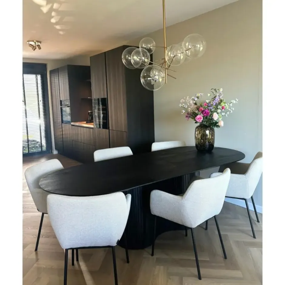 Eettafel Ovaal 240cm - Zwart - Hout - Eettafel Ava