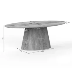 Eettafel Ovaal Naturel Hout - 210x110x76cm - Solana