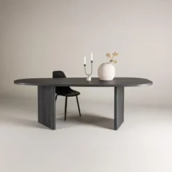 Eettafel Ovaal Zwart 220cm - Fineer - 6-8 Personen - Tafel Grönvik