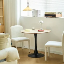 Eettafel 4 Personen Ronde Houten Basis Metaal
