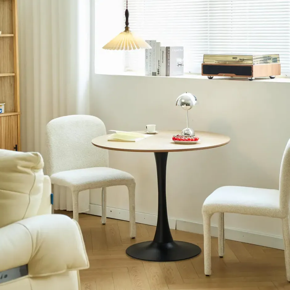Eettafel 4 Personen Ronde Houten Basis Metaal