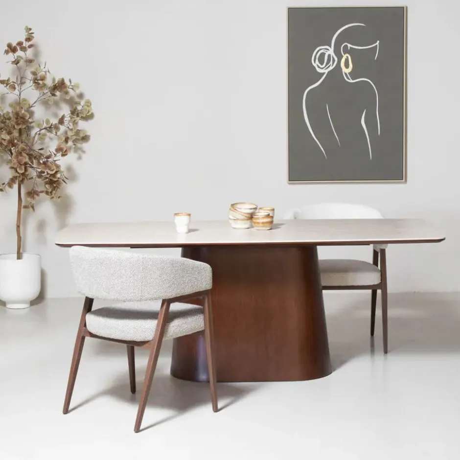 Eettafel Rechthoek - Walnoot/Keramiek - 200x90x76cm - Thomas
