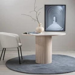 Eettafel Rond Beige 110cm - Fineer - Scandinavisch