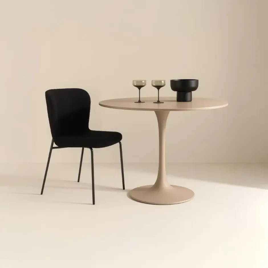Eettafel Rond - Beige MDF - 100x100x75cm - Glade