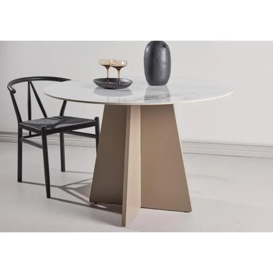 Eettafel Rond - Beige Steen - 110x110x75cm - Bootcut