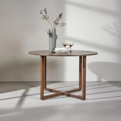 Eettafel Rond - Walnoot MDF - 120x120x75cm - Durango