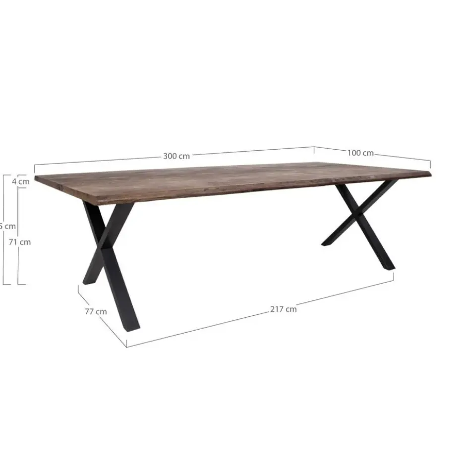 Eettafel Smoked Eikenhout 300cm - Zwart Onderstel