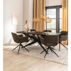 Eettafel Suzanne - zwart - 220x100 cm