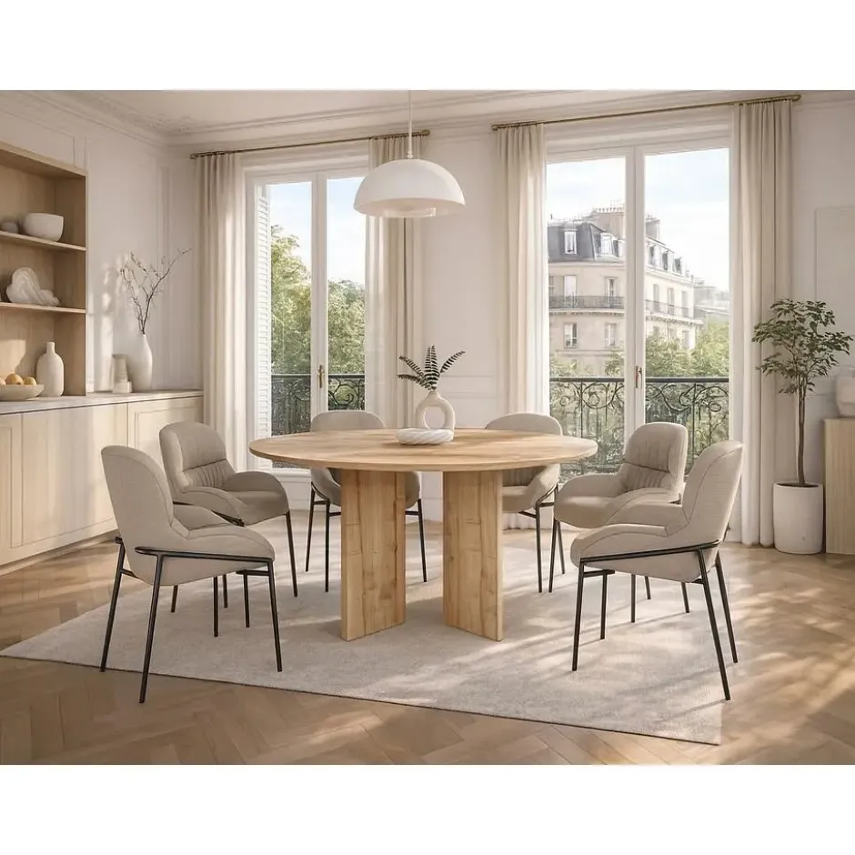 Eettafel TOPANIA - 138 cmx138 cm - Natuurlijk licht Hout paneel