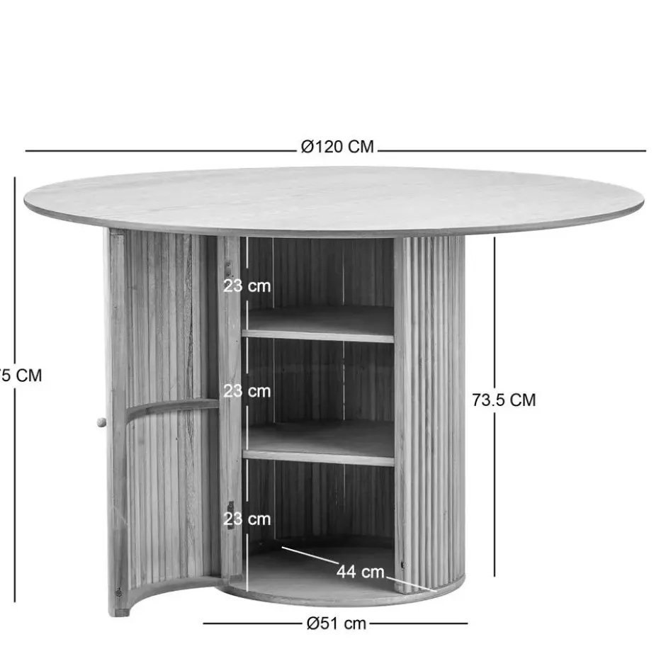 Eettafel voor 6 personen van massief grenen D120