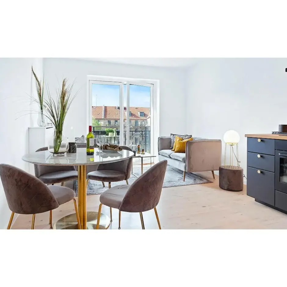 Eettafel Wit Ø110cm - Gouden Onderstel - Bolzano