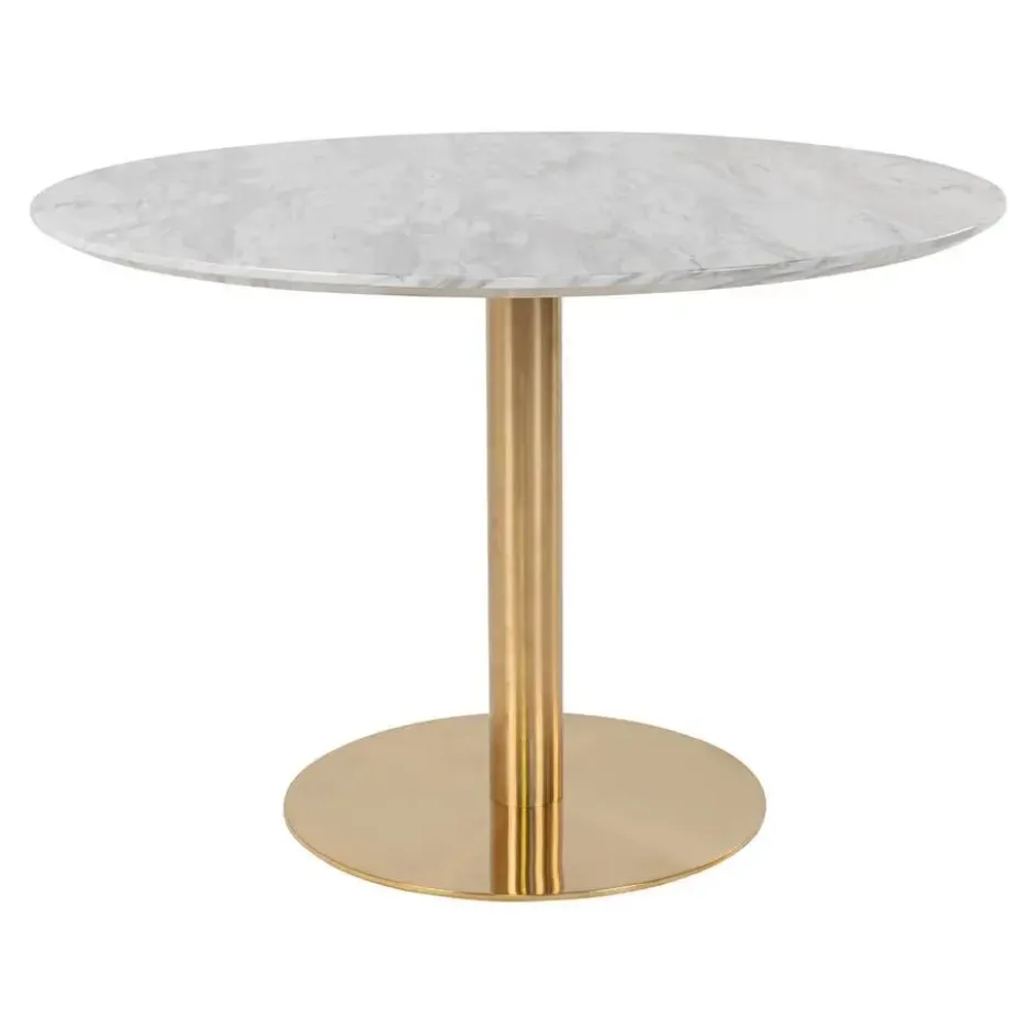 Eettafel Wit Ø110cm - Gouden Onderstel - Bolzano