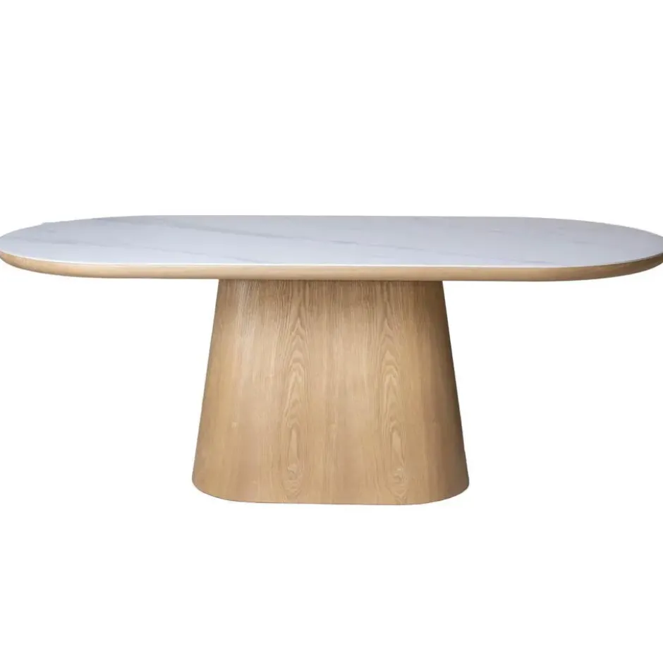Eettafel Wit Keramiek/Naturel - 200x90x77cm - Alba