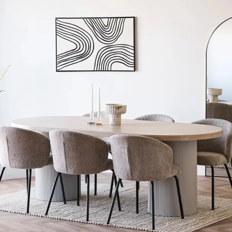 Eettafel Zand/Naturel - Deens Ovaal - 220x100x75cm - Solva