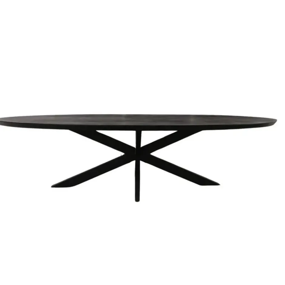 Eettafel Zwart Hout/Metaal - 240x110x76cm - Brandy