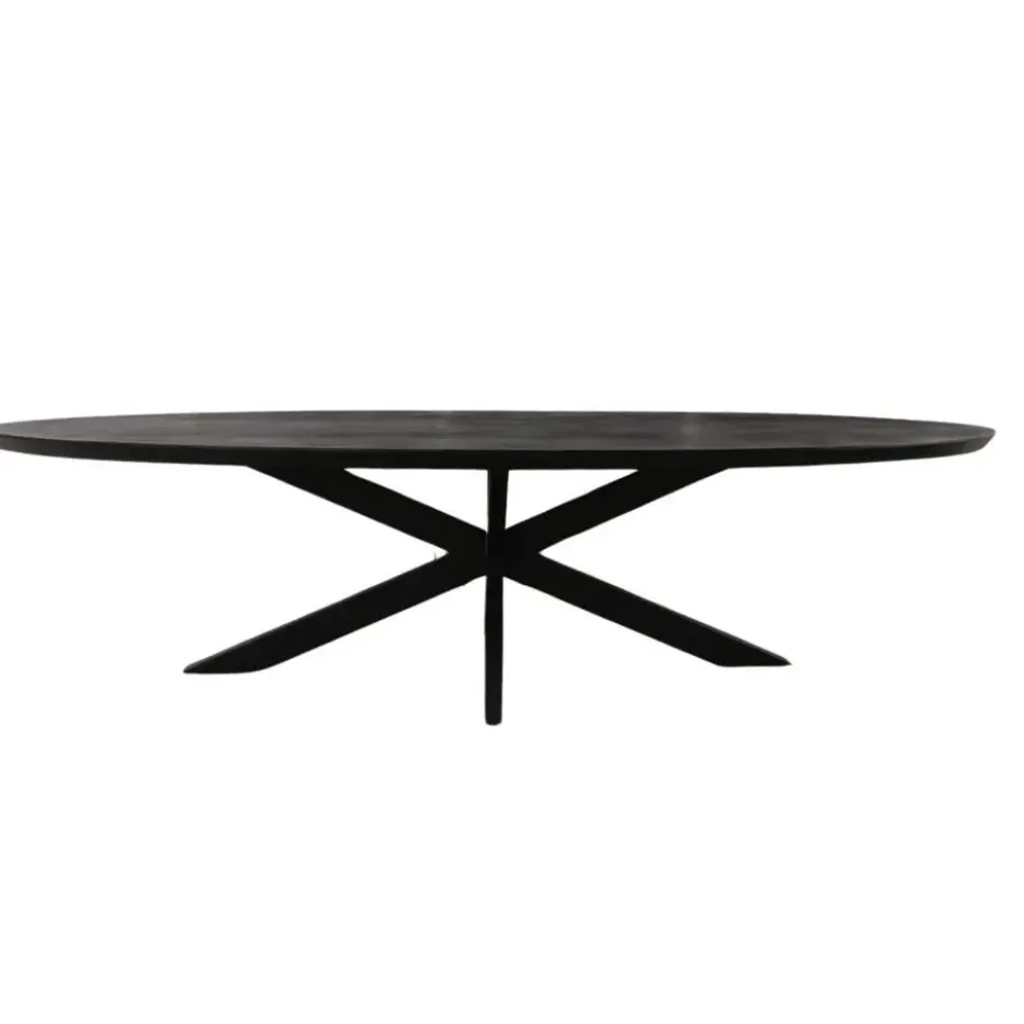 Eettafel Zwart Hout/Metaal - 300x120x76cm - Brandy