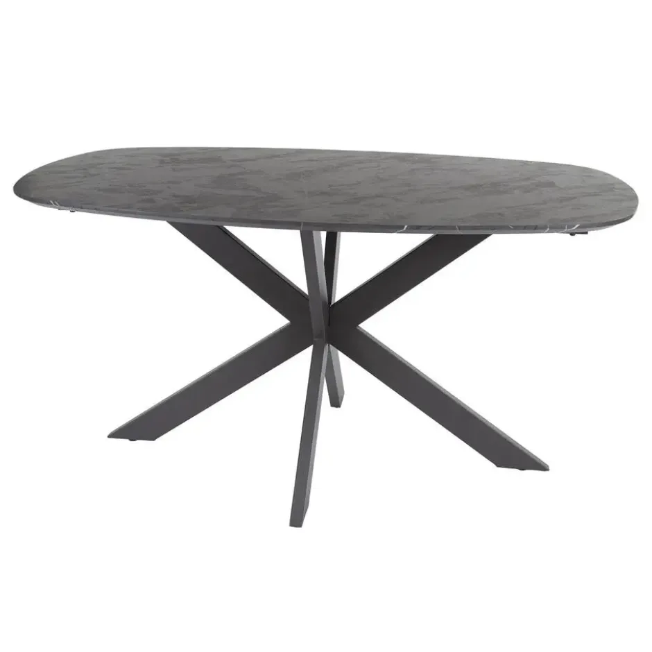 Eettafel Zwart Marmerlook - 150x90x76cm - Deens Ovaal
