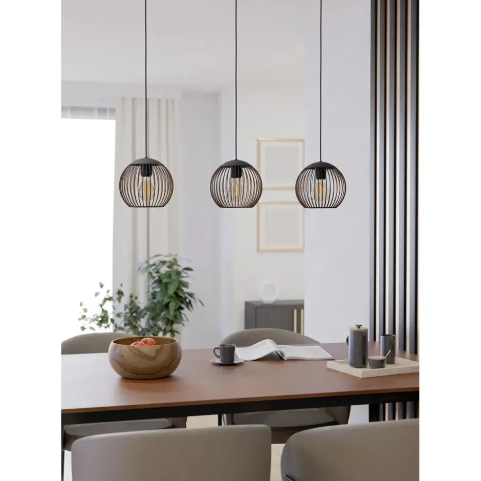 EGLO Almanzora Hanglamp - E27 - 90 cm - Staal - Zwart/Koper