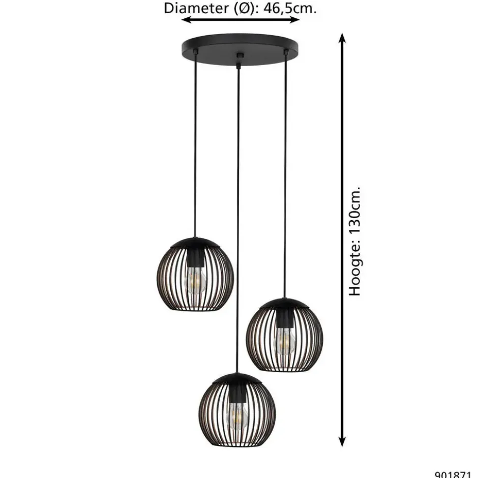 EGLO Almanzora Hanglamp - E27 - Ø 46.5 cm - Staal - Zwart/Koper