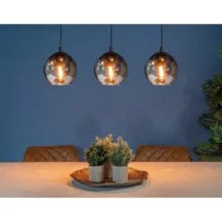 EGLO Ariscani Hanglamp - E27 - 76,5 cm - Zwart - Rookglas