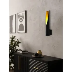 EGLO Barbotto Wandlamp - 1-lichts - GU10 - 39 cm - Zwart/Goud