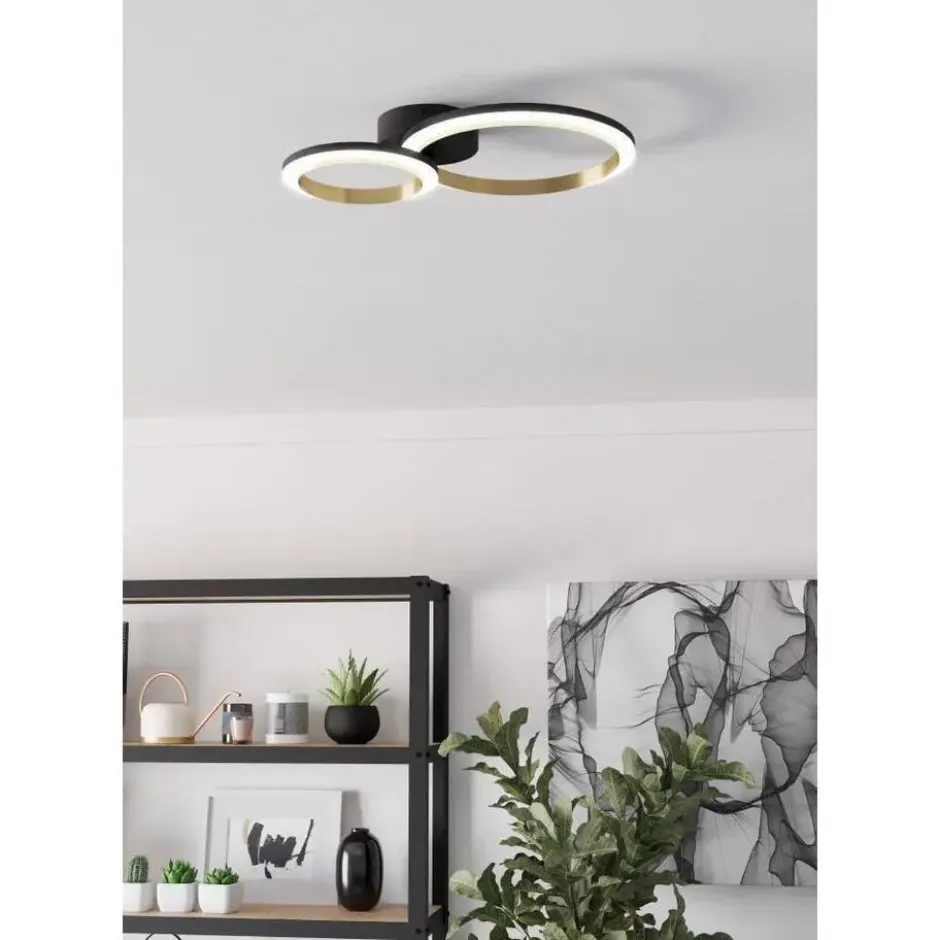 EGLO Calliera Plafonnière - LED - Kunststof - Zwart/Goud/Wit