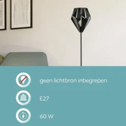 EGLO Carlton 5 Vloerlamp - E27 - 152,5 cm - Zwart