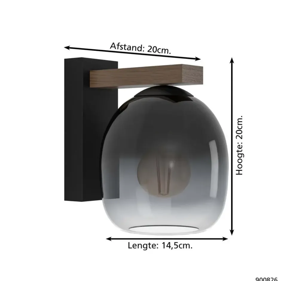 EGLO Filago Wandlamp - E27 - Bruin, zwart