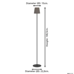 EGLO Fiorana Vloerlamp - E14 - Hoogte 140,5 cm - Zwart/Cappucino/Goud