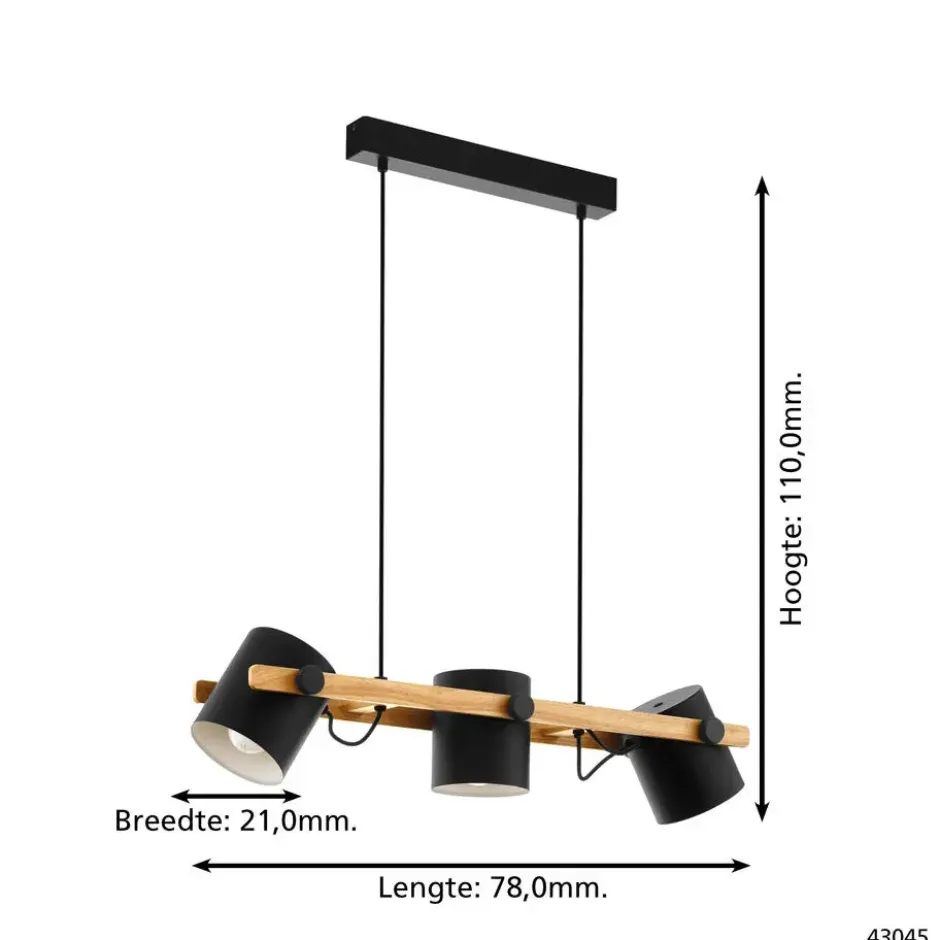 EGLOHornwoodHanglamp-E27-78cm-Zwart/Crème/Bruin