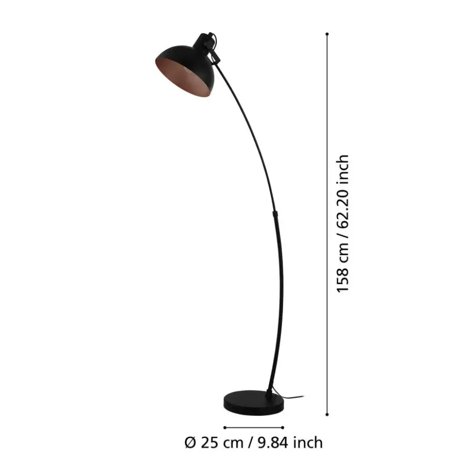 EGLO Jaafra Vloerlamp - E27 - 158 cm - Zwart/Koper