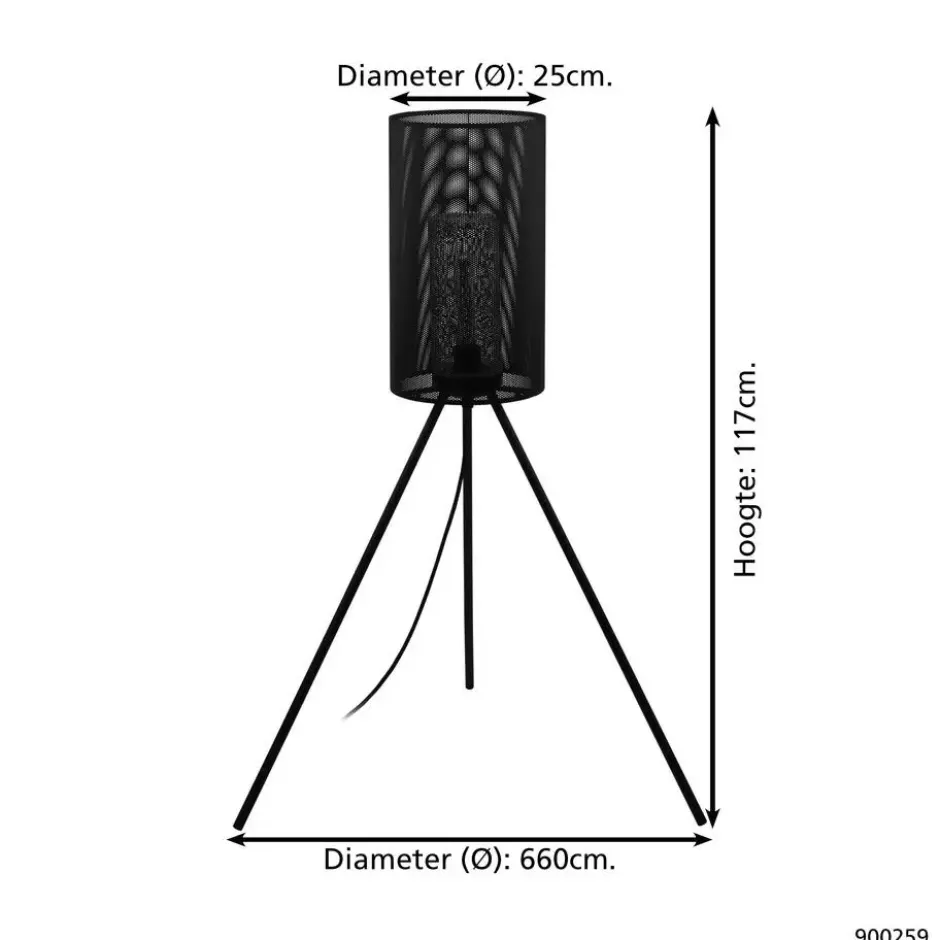 EGLO Ladunara Staande lamp - E27 - Ø 57 cm - Zwart