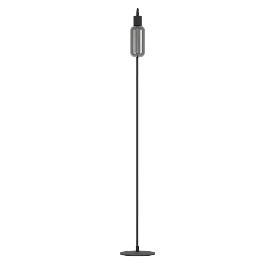 EGLO Majone vloerlamp - E27 - Smoke glas - 151 cm - Zwart