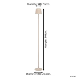 EGLO Mannera-L Staande lamp - USB-C - H 140 cm - Zand