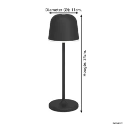 EGLO Mannera Tafellamp - 34 cm - Oplaadbaar (tot 38 uur licht)