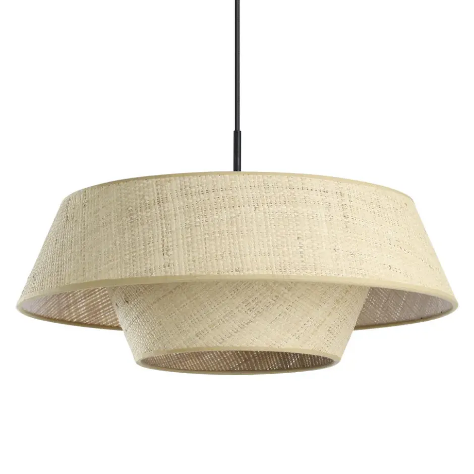EGLO Marford Hanglamp - E27 - Ø 50 cm - Zwart/Natuur/Raffia