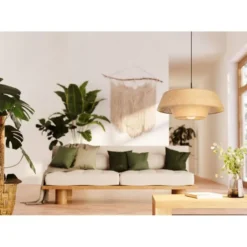 EGLO Marford Hanglamp - E27 - Ø 50 cm - Zwart/Natuur/Raffia