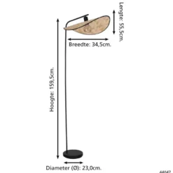 EGLO Marywell Vloerlamp - E27 - Hout - Zwart/Bruin