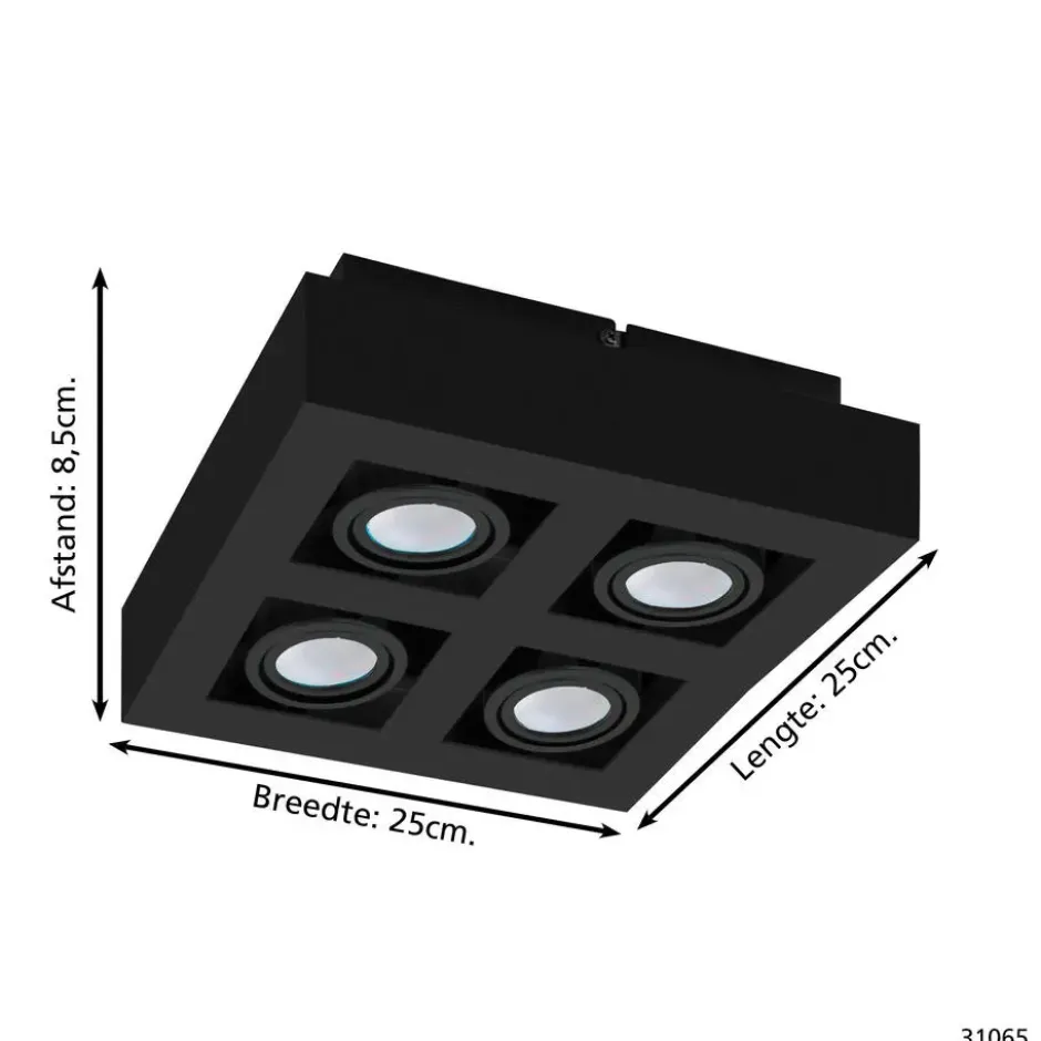 EGLOMendozaOpbouwlamp-GU10-25cm-Zwart