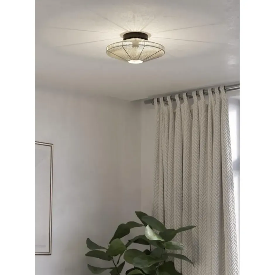 EGLO Midsumer Plafondlamp - E27 - Ø 38 cm - Zwart/Crème - Textiel