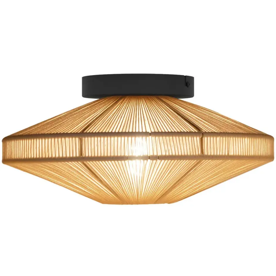 EGLO Midsumer Plafondlamp - E27 - Ø 38 cm - Zwart/Crème - Textiel
