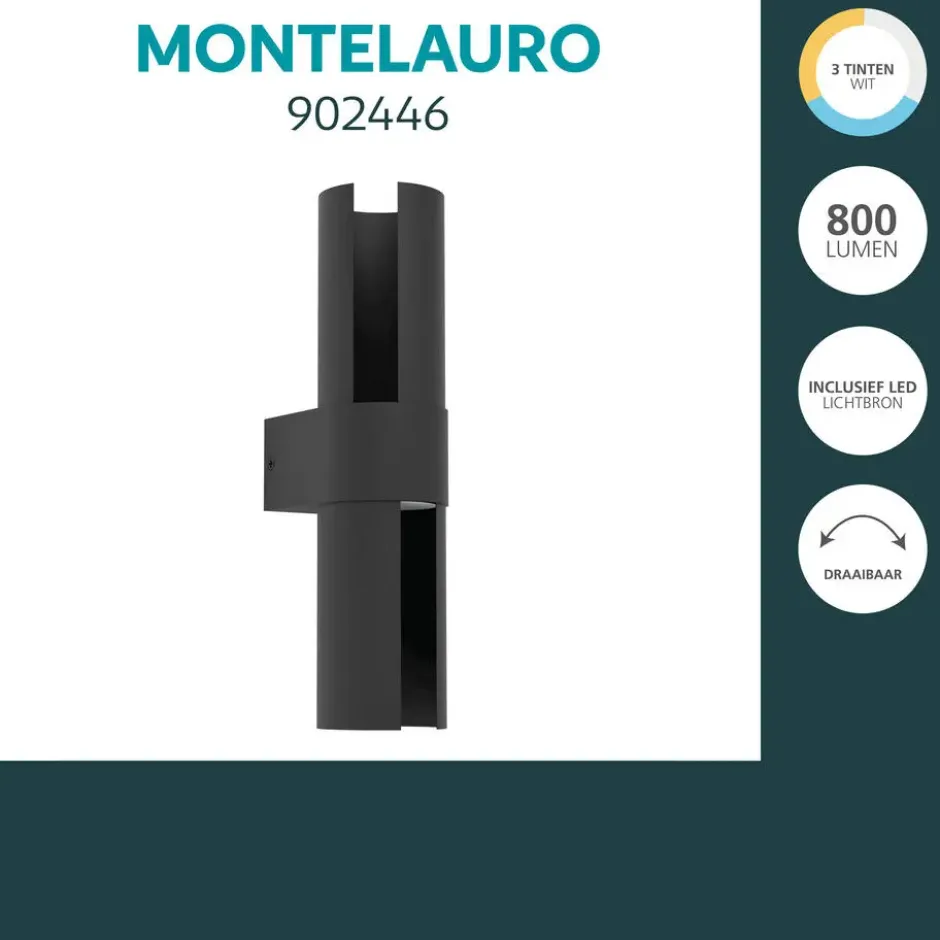 EGLO Montelauro Wandlamp buiten - LED - Zwart