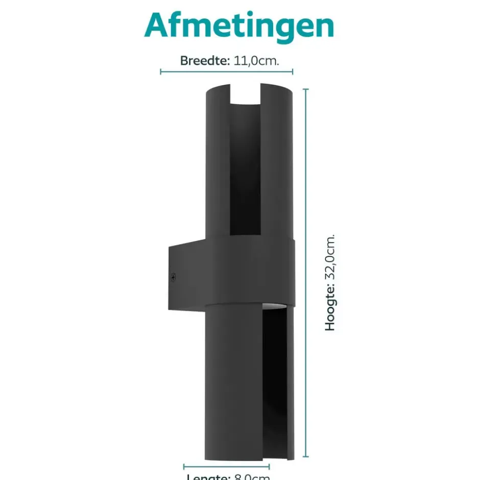 EGLO Montelauro Wandlamp buiten - LED - Zwart