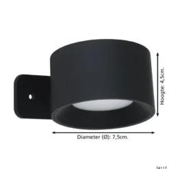 EGLO Muraglie Wandlamp - Oplaadbaar - LED - Ø 7.5 cm - Zwart