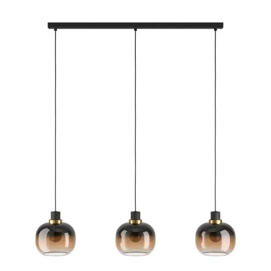 EGLOOilellaHanglamp-E27-95cm-Amber glas - Zwart