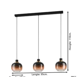 EGLOOilellaHanglamp-E27-95cm-Amber glas - Zwart