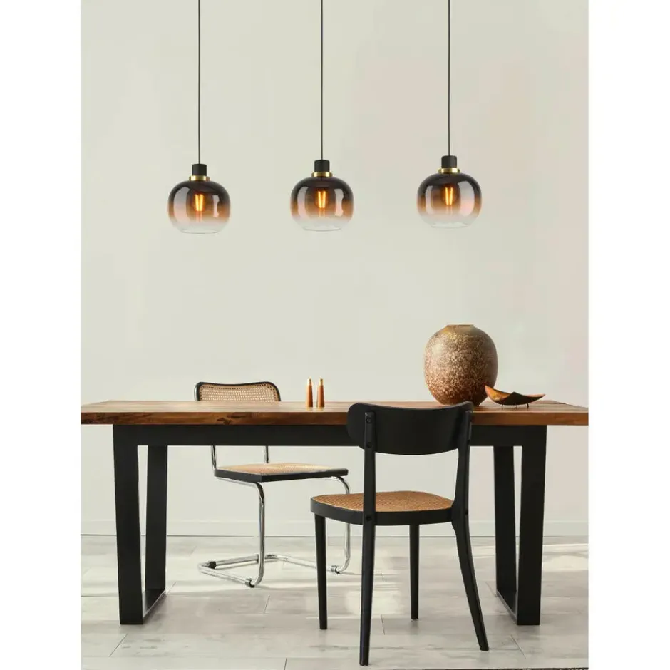 EGLOOilellaHanglamp-E27-95cm-Amber glas - Zwart